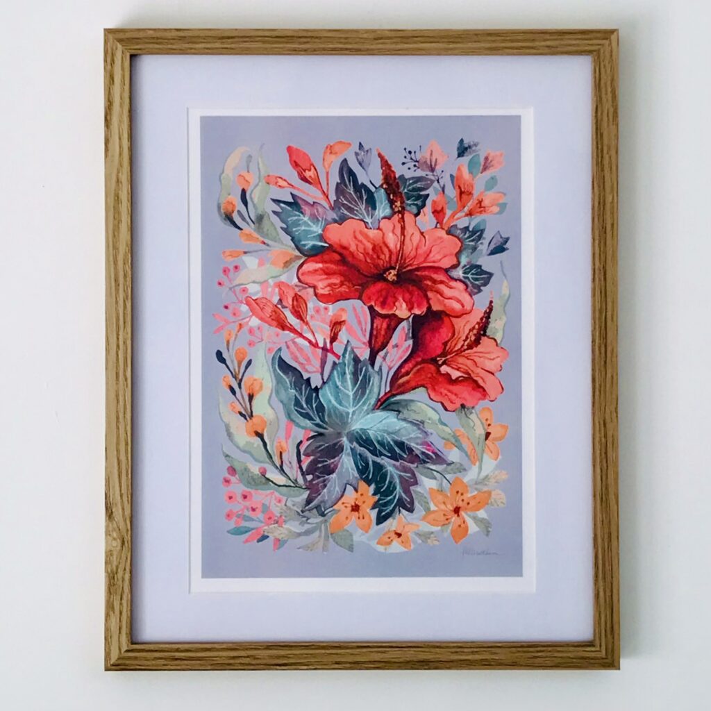 Hibiscus Flower Art Print Mauve