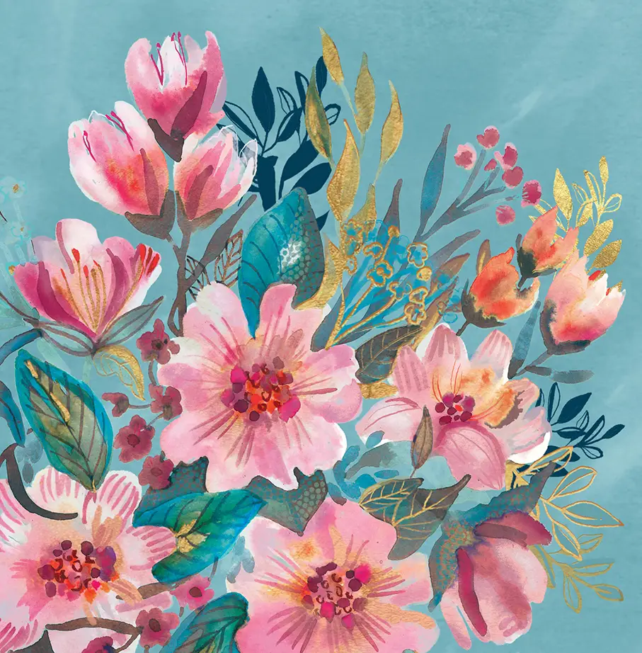turquoise and pink camellias image by victoria hooper-duckham