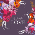 Floral anemome image with mauve backround and with love text VHD