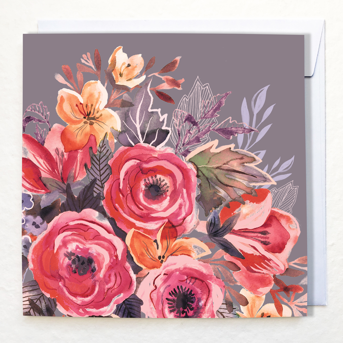 Autumn Roses, greetings card, artwork by Victoria Hooper-Duckham