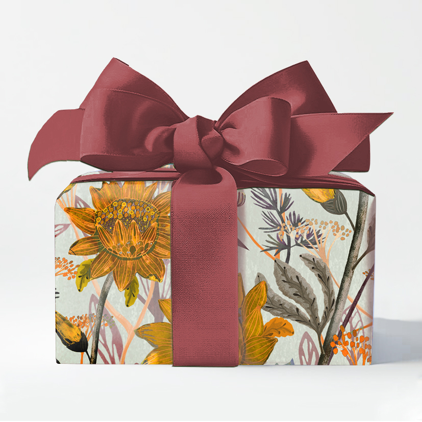 Lush Gold Flowers Luxury Gift Wrap